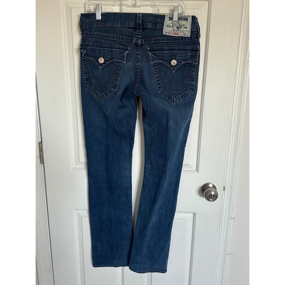 True Religion Women's Straight Leg Dark Wash Denim Jeans Size‎ 32 - Picture 2 of 13